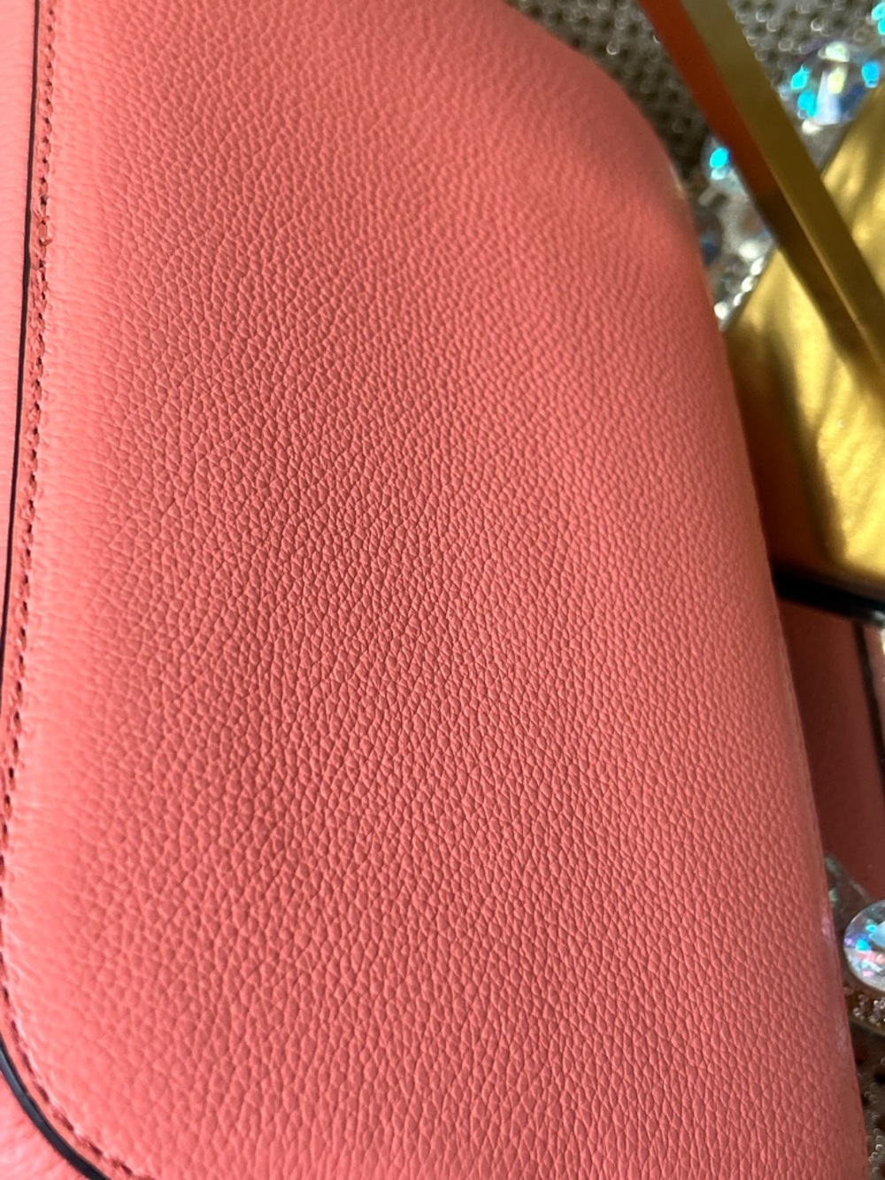 kate spade Coral Pink Pebbled Leather Shoulder Bag Approx. 9 x 10.5 x 6 - Picture 10 of 14
